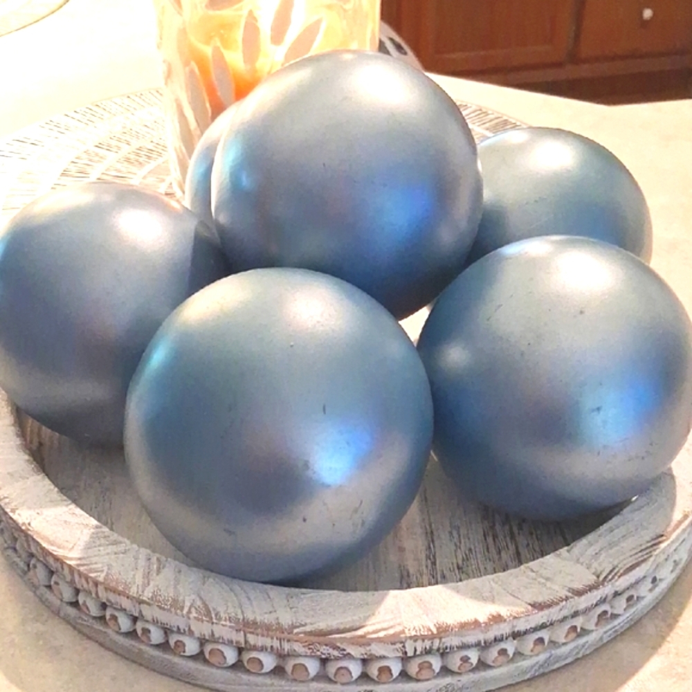 6 Decorative Orbs. Spa Blue